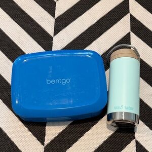Blue Bentgo Lunch Box and Light Blue Klean Kanteen Bottle